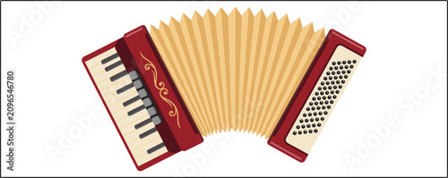 Canvastavla Traditional accordion illustration, colorful folk music instrument vector design