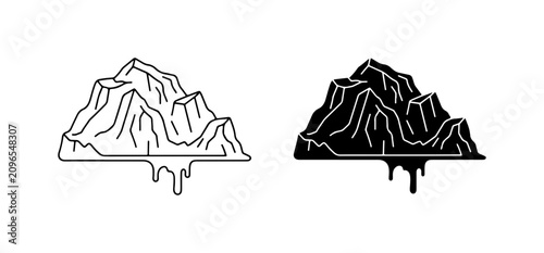 Fotografija Melting Iceberg Vector Icons, Climate Change Symbol, Global Warming Concept