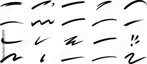 Collection of Hand Drawn Brush Stroke Elements on White Background paint grunge