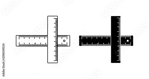 Fotografija T-Square Ruler Icons, Precision Measuring Tools, Engineering and Drafting Symbol