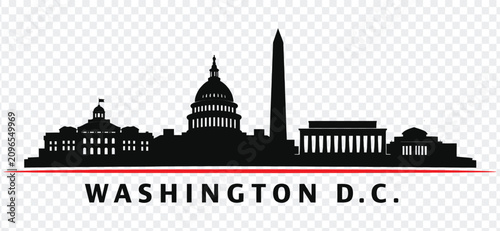 Fotografía Washington dc skyline silhouette vector illustration