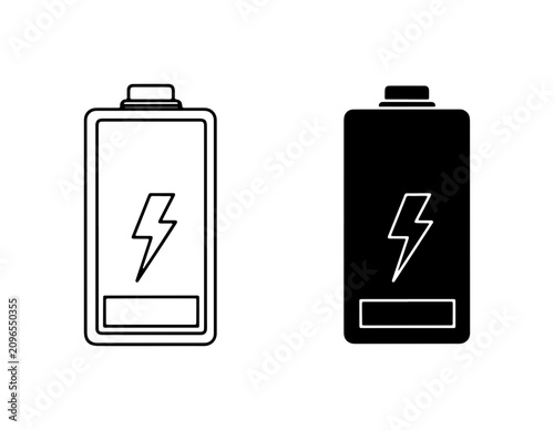 Battery Icons, Power Symbol Vector Graphics, Energy Charge Symbols, Rechargeable Battery Illustration