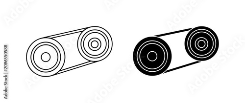 Foto Belt Drive System Icons, Mechanical Power Transmission, Engineering Concepts