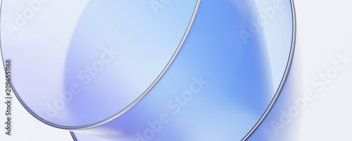 Glossy glass futuristic abstract background. Blue gradient refraction bright soft material luxury design wallpaper cover banner poster. 3d render