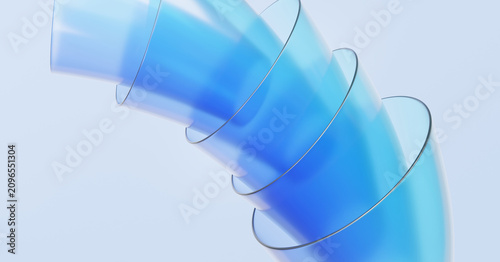 Blue gradient refraction glass futuristic abstract background. creative modern glossy premium tech holographic shape curve wallpaper banner poster cover design. 3d rendering