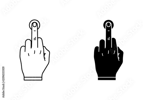 Принти на полотні Middle Finger Gesture Vector Icons, Offensive Hand Symbol, Rude Sign, Profanity
