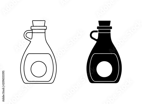 Glass Bottle Icons, Oil and Vinegar Dispenser, Liquid Container Vector Set