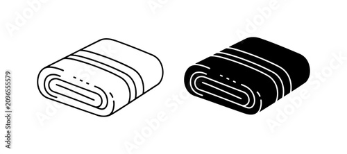 Canvastavla Folded Towel Icons, Clean Bath Textile Vector Graphics, Simple Fabric Symbols
