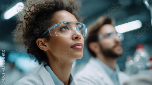 Group of students learn about science in laboratory setting during class at university
