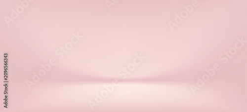 Pink gradient studio backdrop with soft rose lighting creates elegant product display space. Vector illustration bg for cosmetic presentations and spring-themed designs