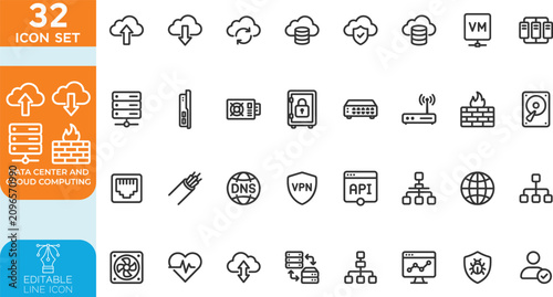 Foto Data Center and Cloud Computing Icon Set