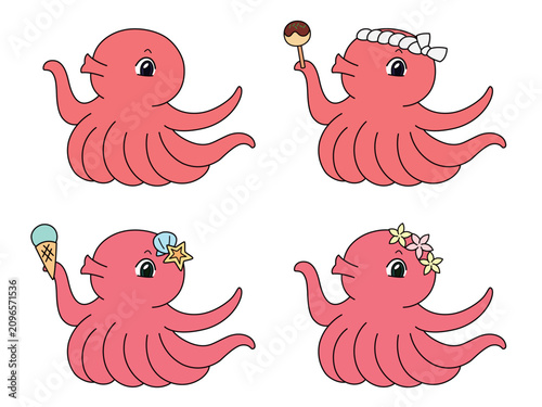 かわいいタコのイラストセット