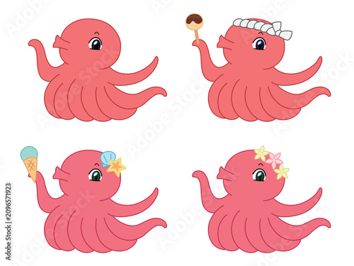 かわいいタコのイラストセット
