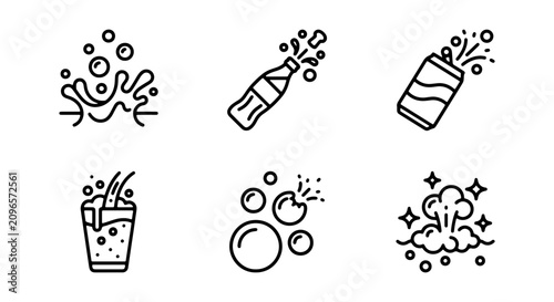Foto Bubbly Soda Icons, Refreshing Drink Vector Graphics, Fizzy Beverage Symbols, Car