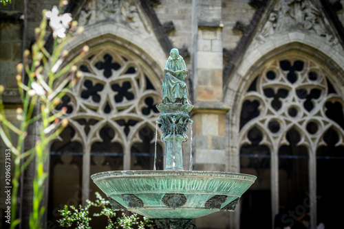 Fountain with the statue of Hugo Wstin at Utrecht Domkerk