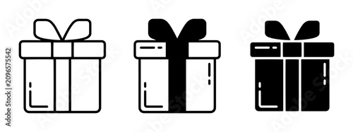 Foto Gift Box Icons, Present Vector Graphics, Celebration Symbols, Holiday Packaging