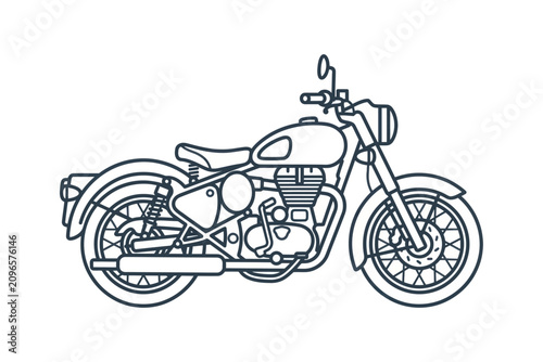 Classic Cruiser Motorcycle Outline Vector