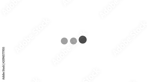 Black typing dots loading white background loop, clean chat message progress indicator animation