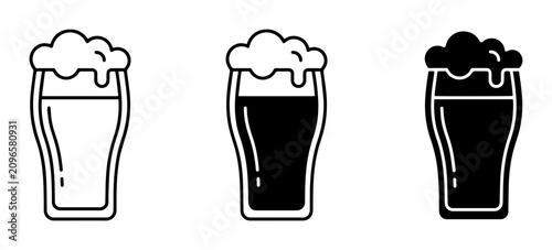 Bild auf Leinwand Beer Glass Icons: Pint, Dark Ale, Lager Styles