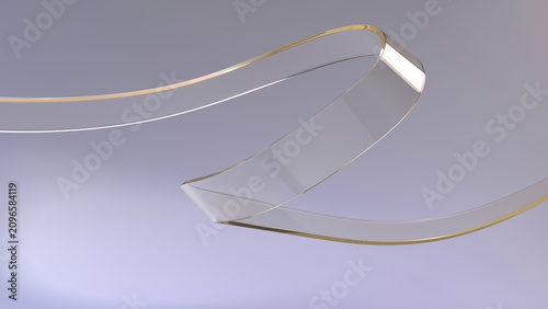 Abstract clear flow wave on gray background, abstract golden glass shape background