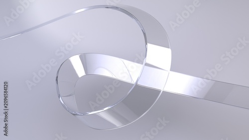 Abstract clear flow wave on gray background, abstract glass shape background