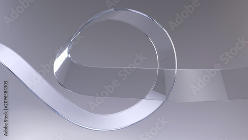 Beautiful twisting glass shape on gray background