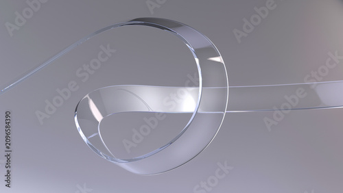 Simple beautiful twisting glass shape on gray background