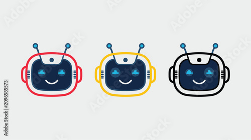 AI Chatbot Robot Head Icons for Artificial Intelligence App UX UI and Virtual Assistant