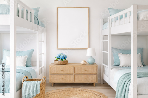 Boho baby room mockup frame wood