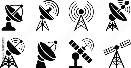 Tableau sur toile Satellite Dishes and Antennas Communication Icon Vector
