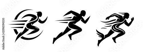 Dynamic Running Athlete Silhouette Vector Set