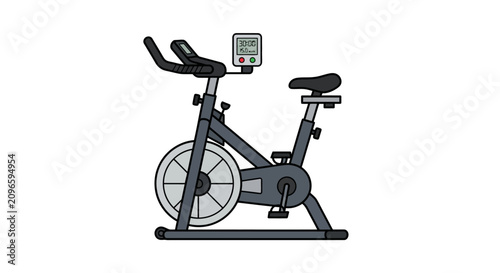 A modern flat style illustration of a stationary exercise bike for indoor cardio training and fitness home workout routines isolated on white