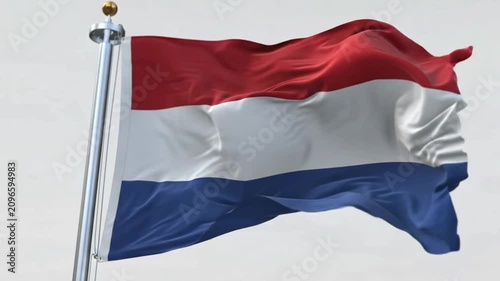 Waving flag of the netherlands, dutch national flag with three horizontal stripes of red, white and blue