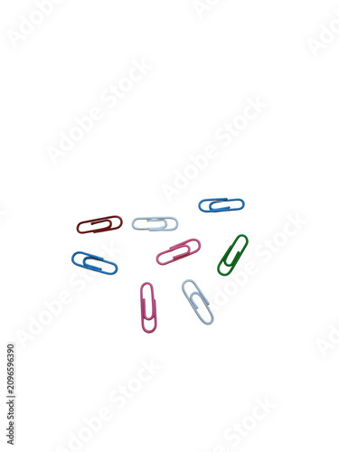 Canvastavla Colorful paper clips scattered on a flat surface