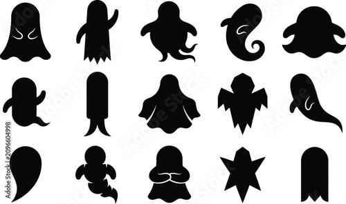 Obraz na płótnie Black silhouettes of various ghostly figures for Halloween designs and spooky de