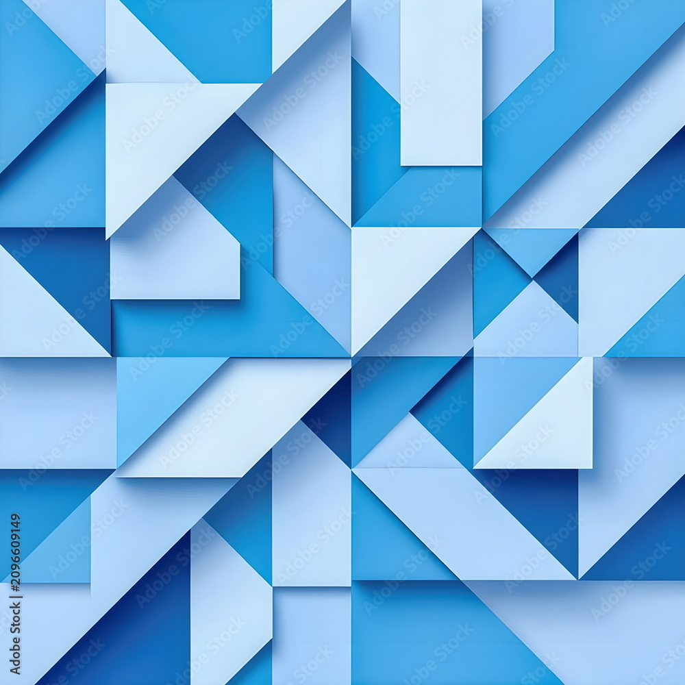 Obraz premium Abstract Blue Geometric Pattern with Layered Shapes