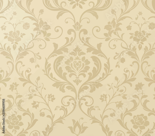 Elegant Seamless Floral Damask Vector Pattern Background