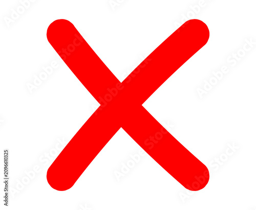 Bright red x mark symbol as a simple cross icon for rejection or incorrect choice