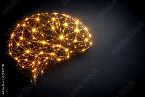 Bionic brain with light threads (Neural Network Brain Grid)