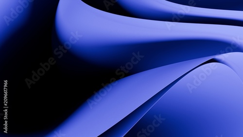 Foto Abstract Blue 3D Smooth Curves Futuristic Black Background Digital Design