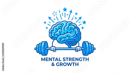 Obraz na płótnie Brain lifting weights, symbolizing mental strength, growth, and intelligence development
