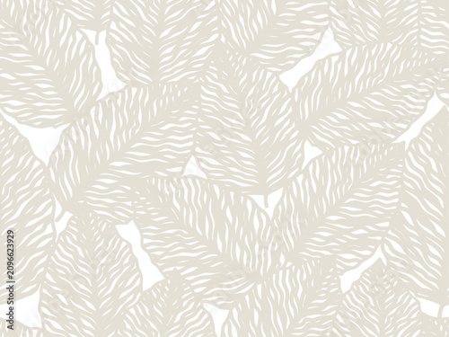seamless white floral background with abstract grey  leaves. Vector floral pattern