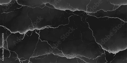 Slika na platnu Abstract dark cracked texture background, with veins of white and gray appearing like lightning strikes in a stormy sky