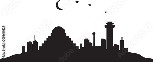 Foto Modern Ankara City Skyline Design. black icon silhouette vector
