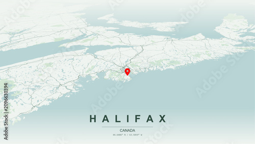 Konstfotografi Minimalist vector map of Halifax, Nova Scotia
