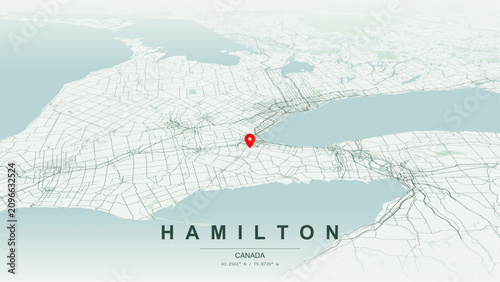 Bild auf Leinwand Minimalist vector map of Hamilton, Ontario