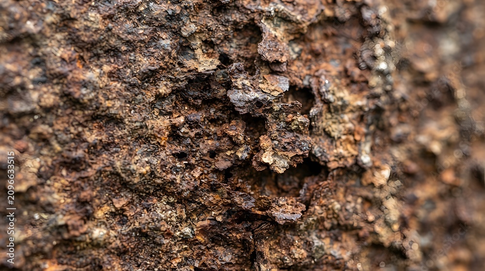 Fototapeta premium A close-up view of a rusted steel surface texture with rough industrial background