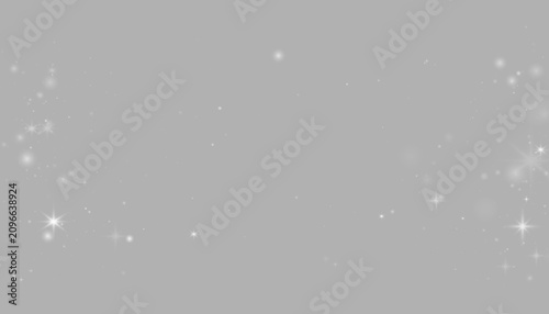 Bild auf Leinwand White glowing glitter dust with floating ice crystals, radiant winter decoration, transparent isolated background, vector