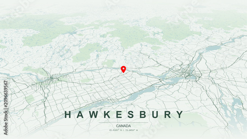 Canvas Print Modern minimalist vector map of Hawkesbury, Ontario