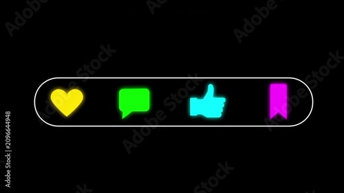 Modern social media outro animation featuring an animated  like, comment, thumbs up, and save illustration. Clean, minimal, seamless loop motion graphic.